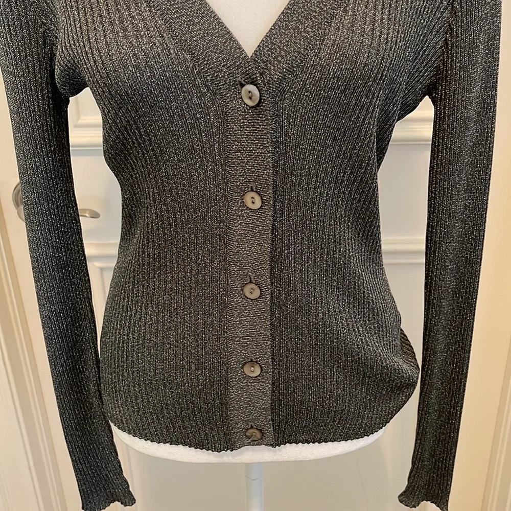 Dana Buchman Silver Lurex Cardigan - Picture 4 of 8